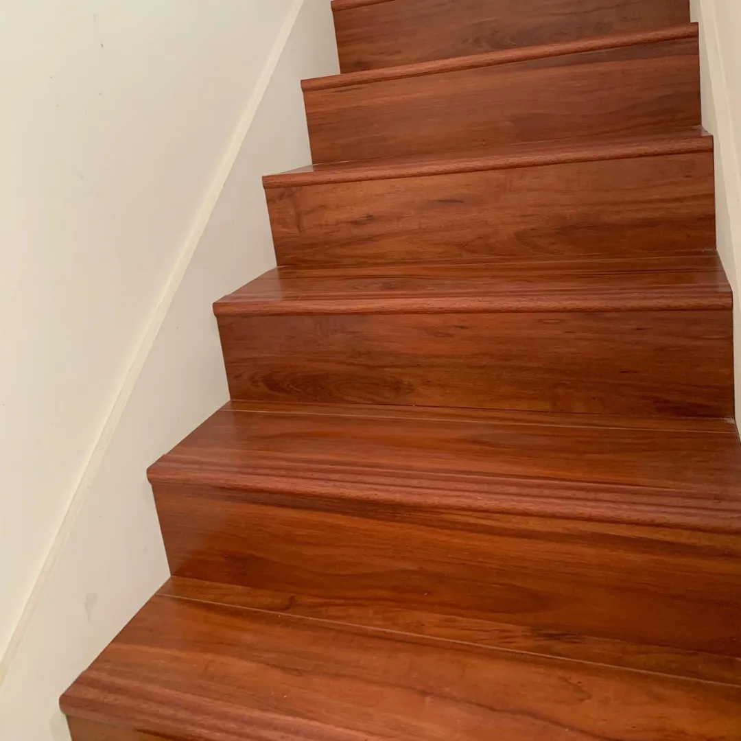 Brazilian cherry hardwood stair treads installation